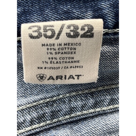 Ariat M7 Jeans Mens 35x32 Blue Rocker Straight Leg Denim Medium Wash Western - Picture 15 of 16